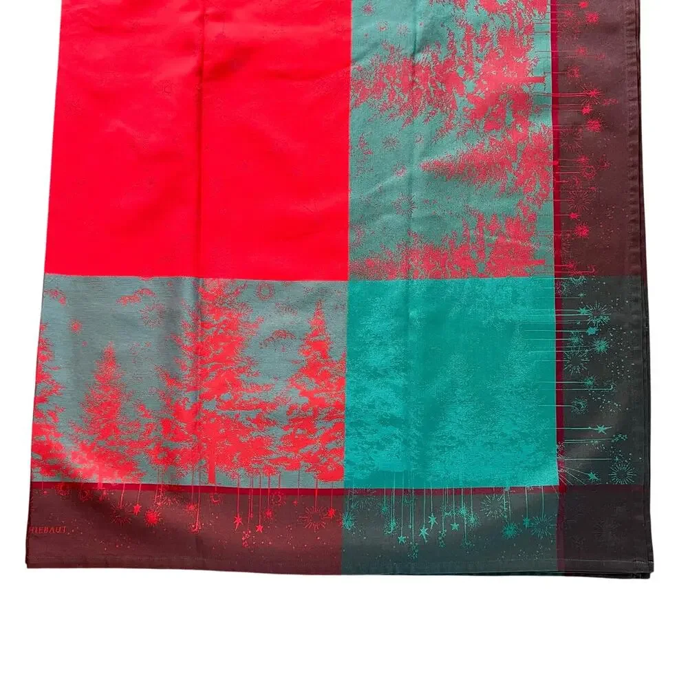 Garnier Thiebaut Holiday Collection Christmas trees festive tablecloth